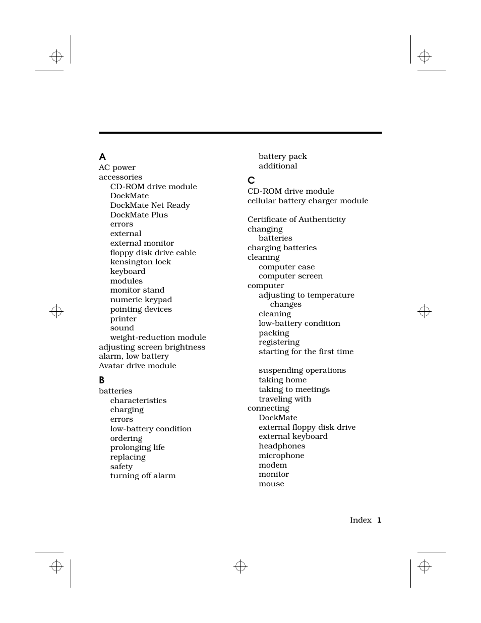 Index | Texas Instruments 6100 User Manual | Page 109 / 113