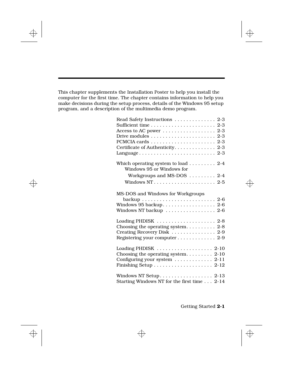 Getting started, Chapter 2: getting started, 2getting started | Texas Instruments 6100 User Manual | Page 19 / 113