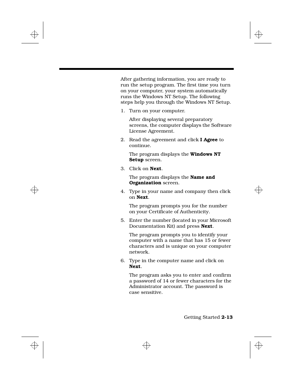 Loading windows nt, Windows nt setup | Texas Instruments 6100 User Manual | Page 31 / 113