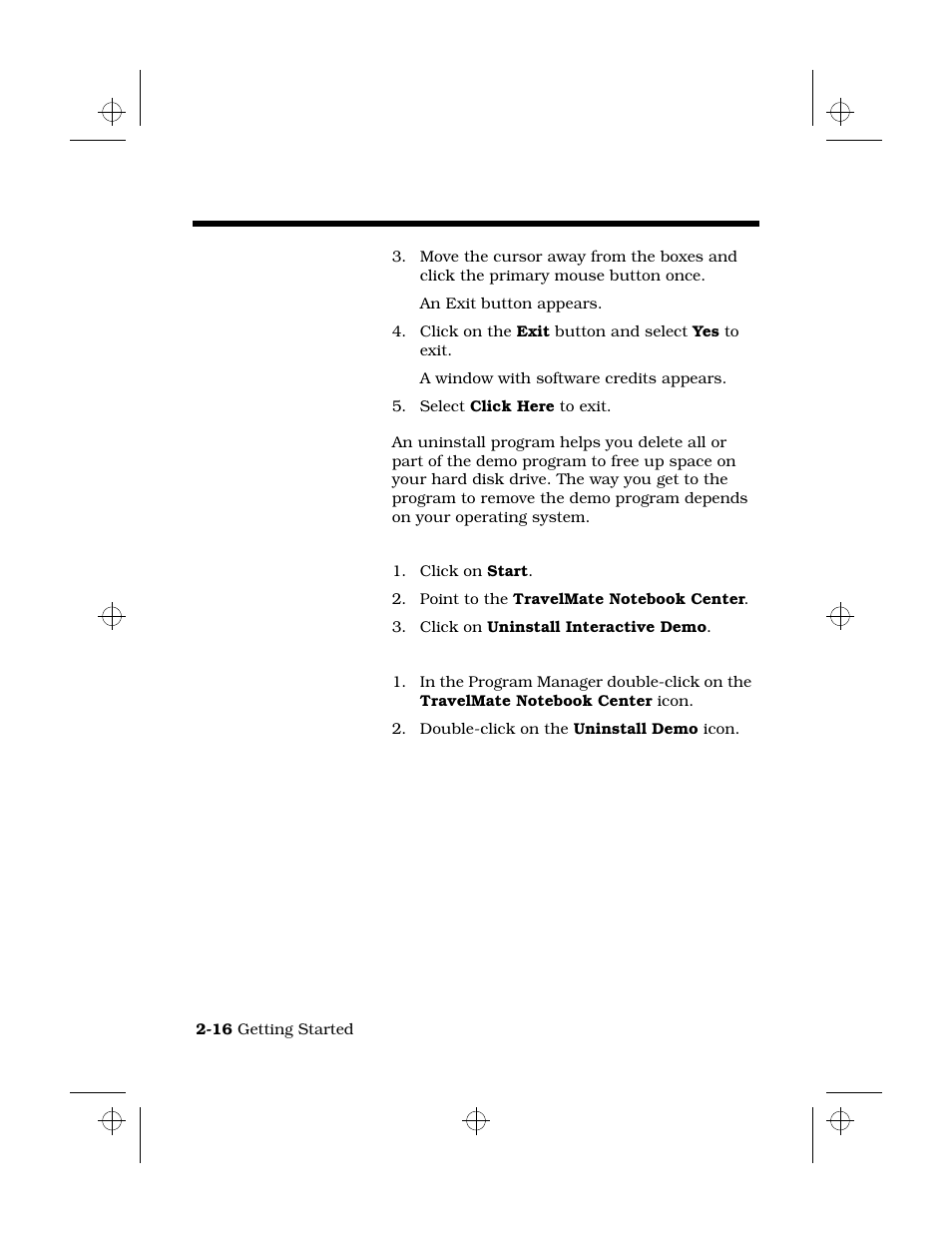 Deleting the demo program, In windows 95, In windows for workgroups | Running the demo program | Texas Instruments 6100 User Manual | Page 34 / 113