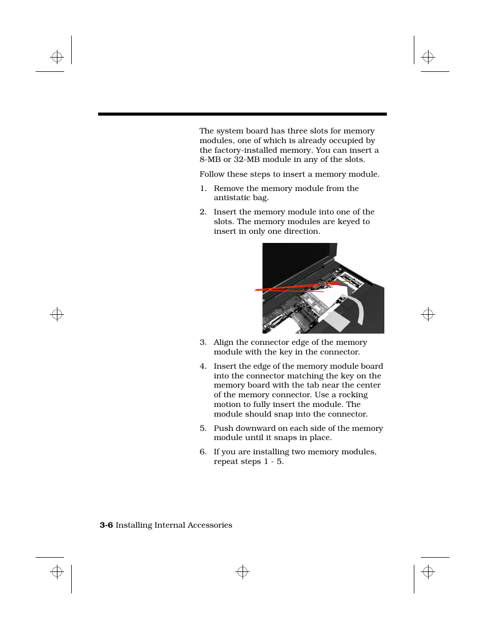 Inserting the memory module | Texas Instruments 6100 User Manual | Page 40 / 113