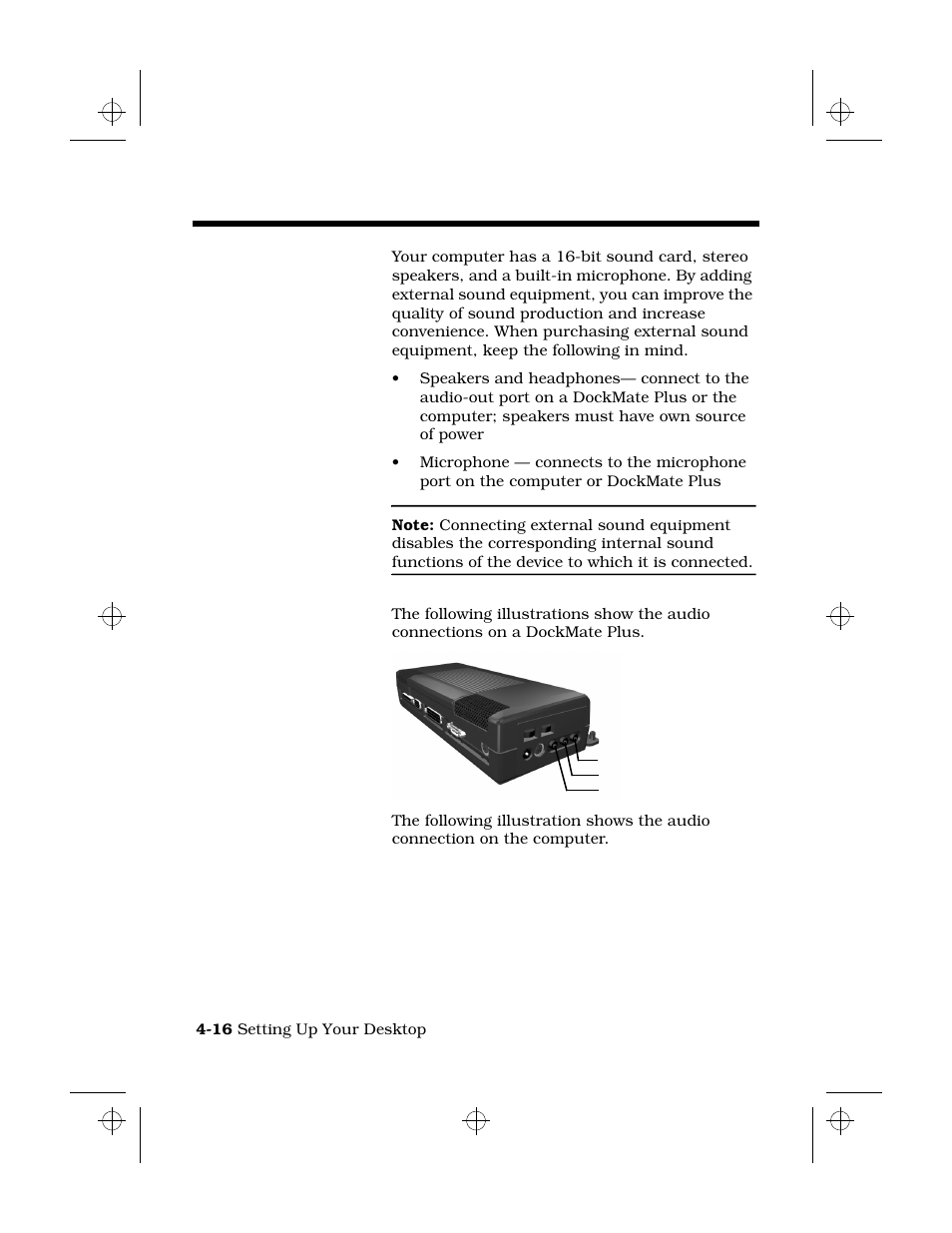 Connecting sound equipment, Types of sound equipment, Connecting to a dockmate plus | Connecting directly to computer | Texas Instruments 6100 User Manual | Page 66 / 113