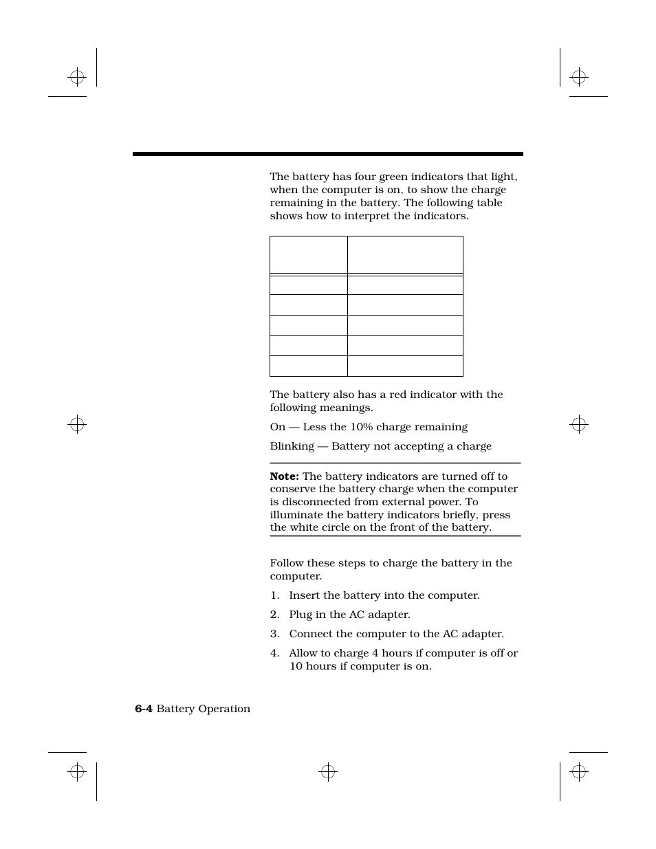 Charging batteries, Determining current charge, Charging the battery in the computer | Texas Instruments 6100 User Manual | Page 80 / 113