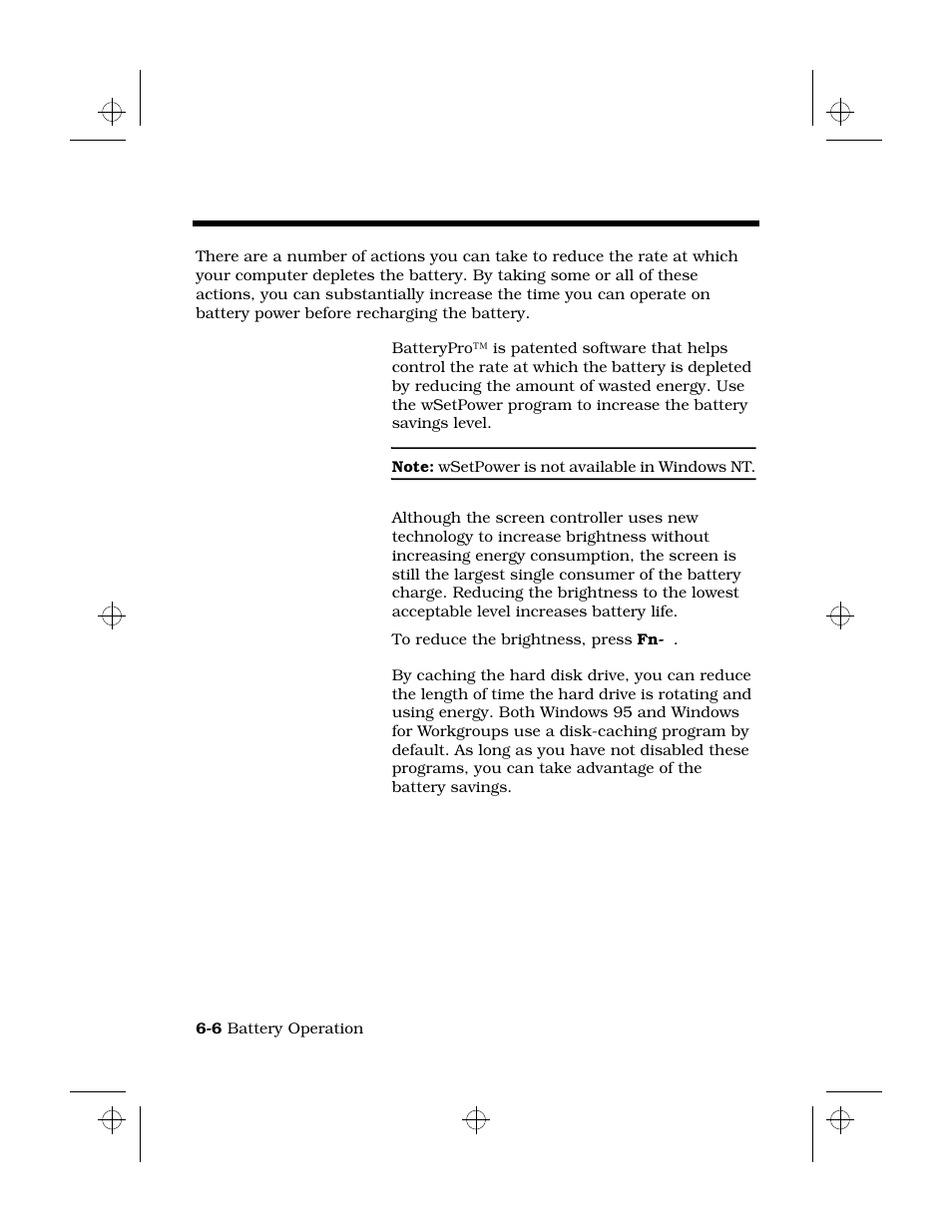 Prolonging battery life, Increasing batterypro level, Reducing screen brightness | Caching the hard disk drive | Texas Instruments 6100 User Manual | Page 82 / 113
