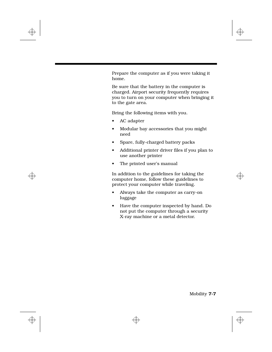 Traveling with the computer, Preparing the computer, What to bring with you | Special considerations | Texas Instruments 6100 User Manual | Page 93 / 113