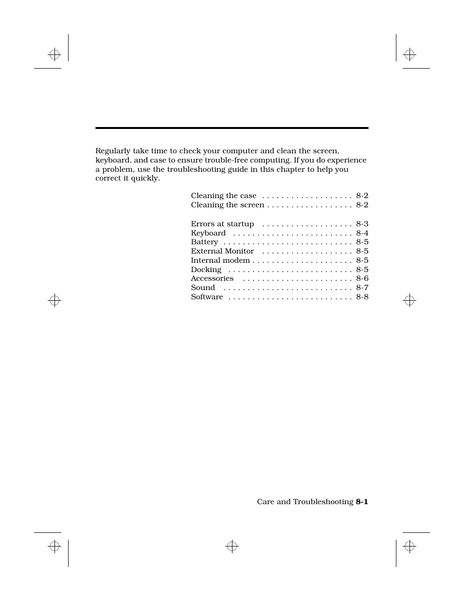 Care and troubleshooting, Chapter 8: care and troubleshooting, 8care and troubleshooting | Texas Instruments 6100 User Manual | Page 95 / 113