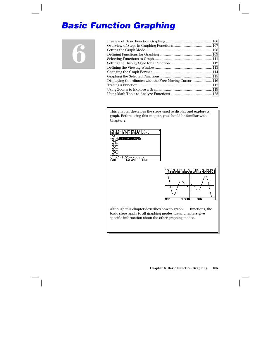 Chapter 6: basic function graphing | Texas Instruments PLUS TI-89 User Manual | Page 122 / 623