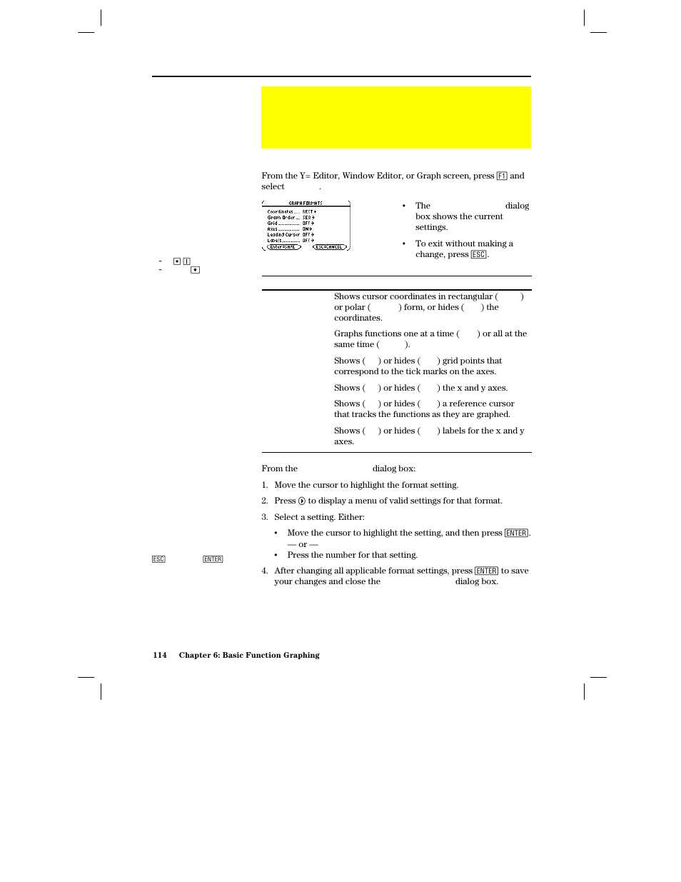 Changing the graph format, Displaying graph format settings, Changing settings | Texas Instruments PLUS TI-89 User Manual | Page 131 / 623