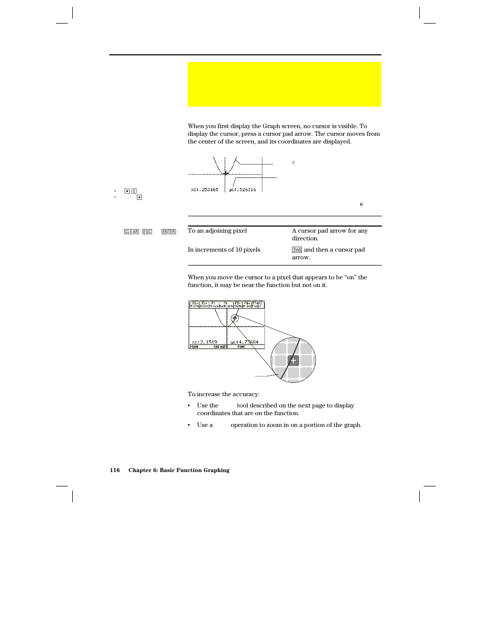 Displaying coordinates with the free-moving cursor, Free-moving cursor | Texas Instruments PLUS TI-89 User Manual | Page 133 / 623