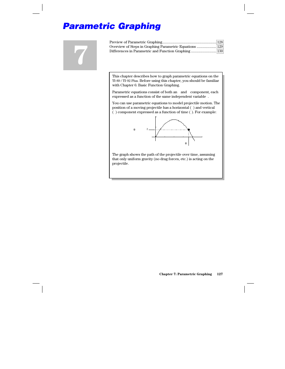 Chapter 7: parametric graphing | Texas Instruments PLUS TI-89 User Manual | Page 144 / 623