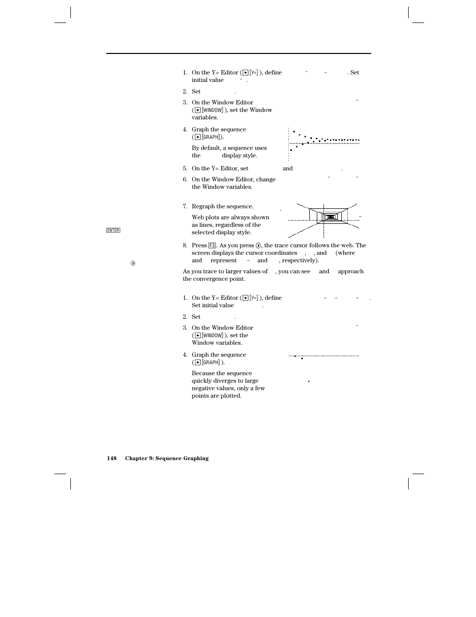 Example: convergence, Example: divergence | Texas Instruments PLUS TI-89 User Manual | Page 165 / 623