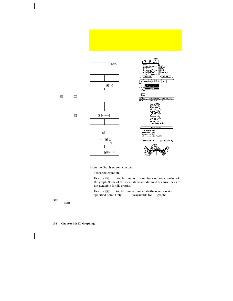 Overview of steps in graphing 3d equations, Graphing 3d equations, Exploring the graph | Texas Instruments PLUS TI-89 User Manual | Page 173 / 623