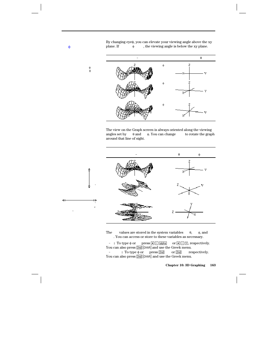 Effect of changing eye phi, Effect of changing eye psi, From the home screen or a program | Texas Instruments PLUS TI-89 User Manual | Page 180 / 623