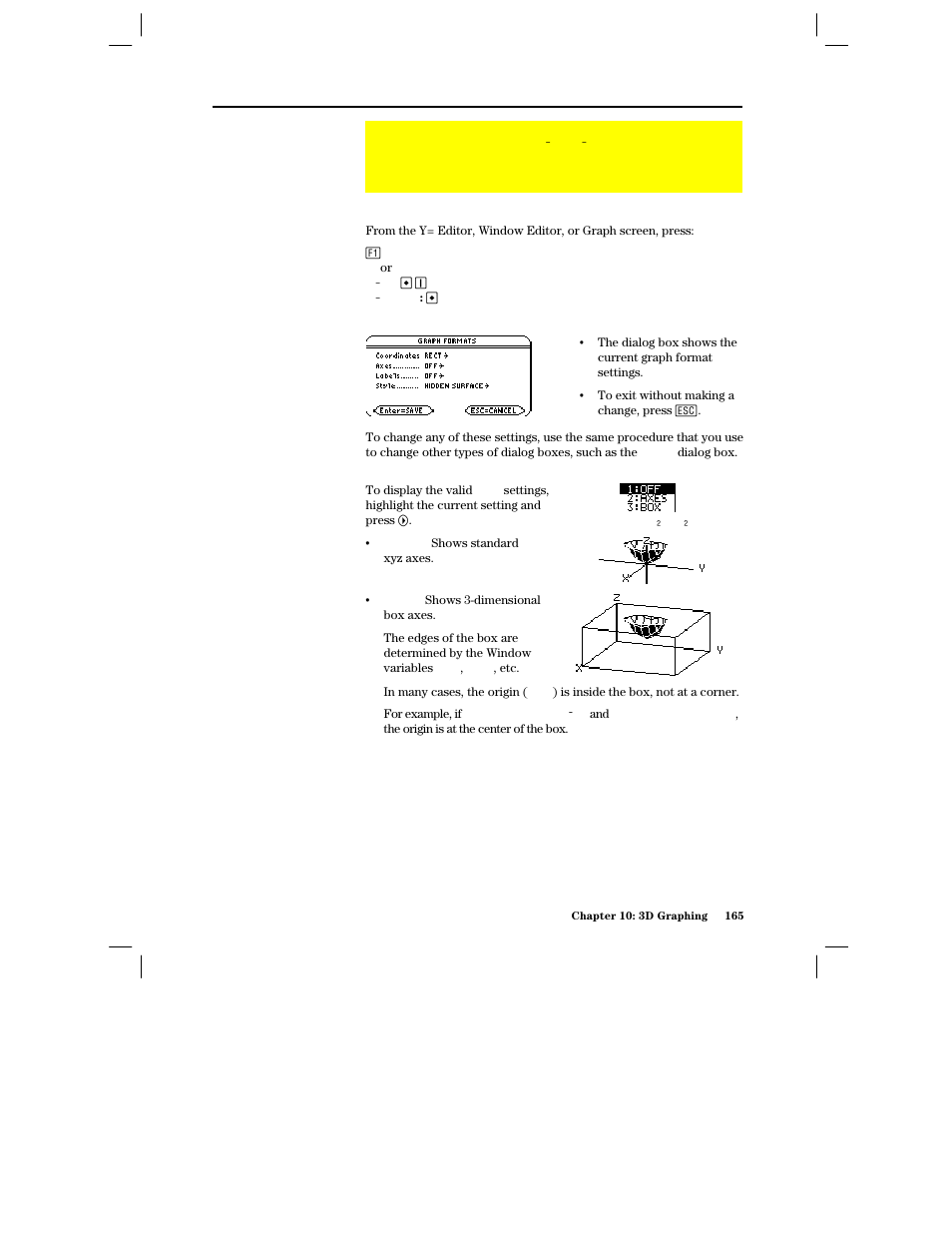 Changing the axes and style formats, Displaying the graph formats dialog box, Examples of axes settings | Texas Instruments PLUS TI-89 User Manual | Page 182 / 623