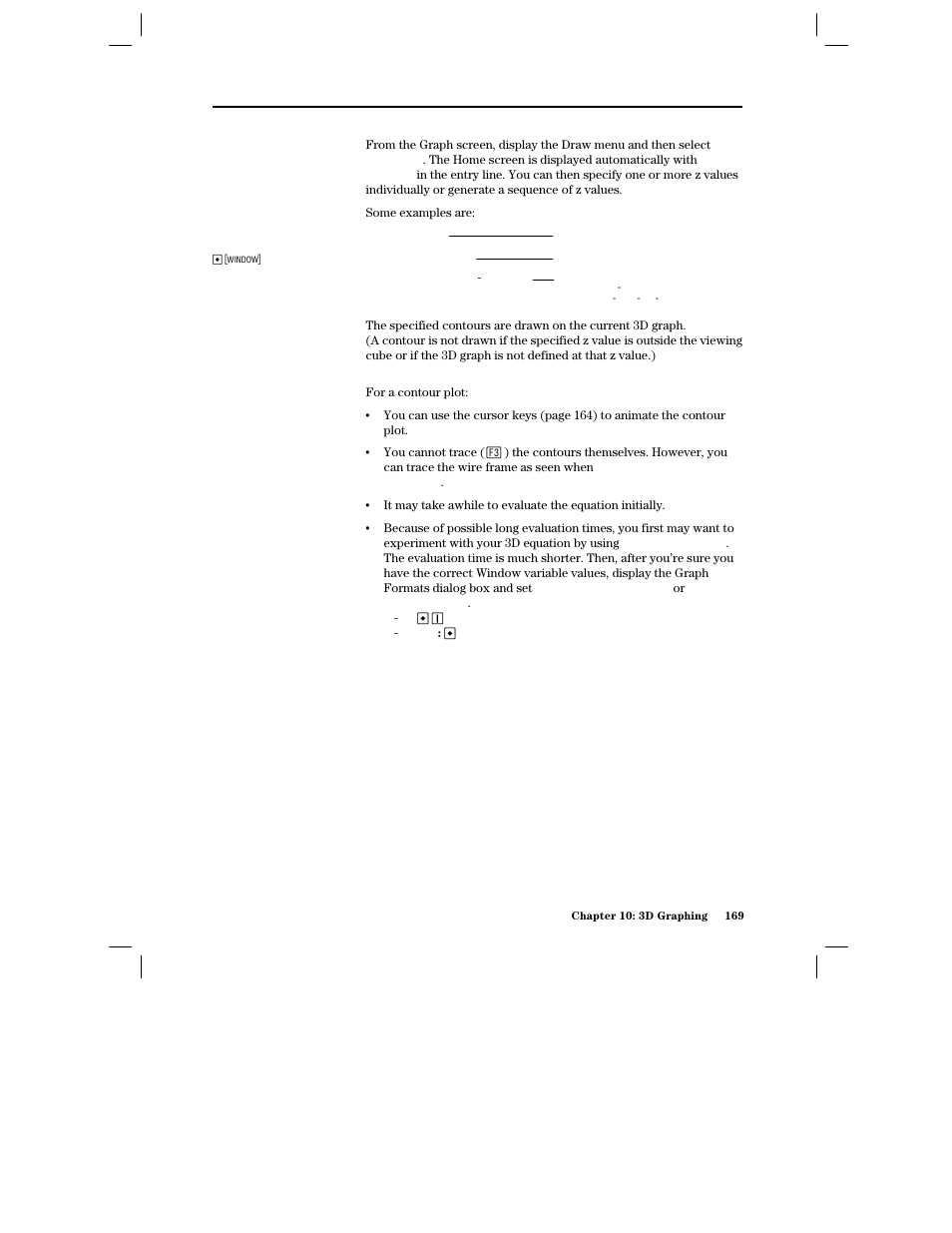 Drawing contours for specified z values, Notes about contour plots | Texas Instruments PLUS TI-89 User Manual | Page 186 / 623