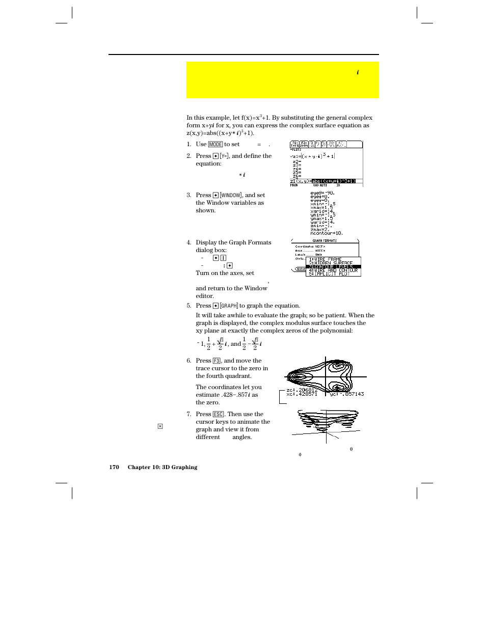 Example: contours of a complex modulus surface | Texas Instruments PLUS TI-89 User Manual | Page 187 / 623