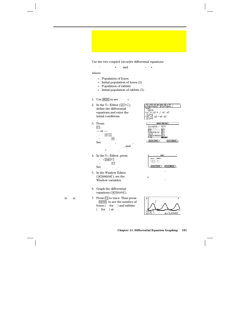 Example of time and custom axes, Predator-prey model | Texas Instruments PLUS TI-89 User Manual | Page 208 / 623