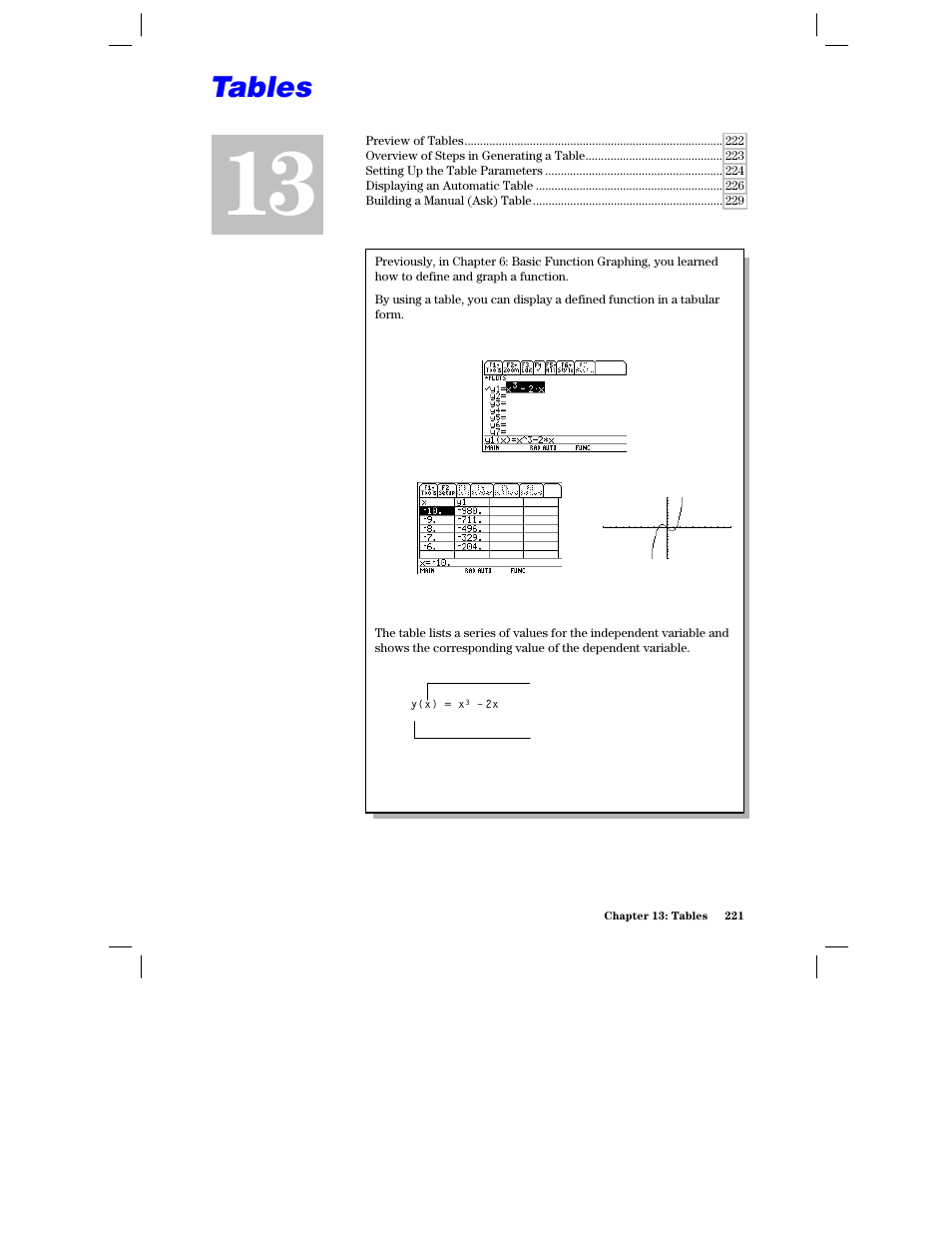 Chapter 13: tables | Texas Instruments PLUS TI-89 User Manual | Page 238 / 623