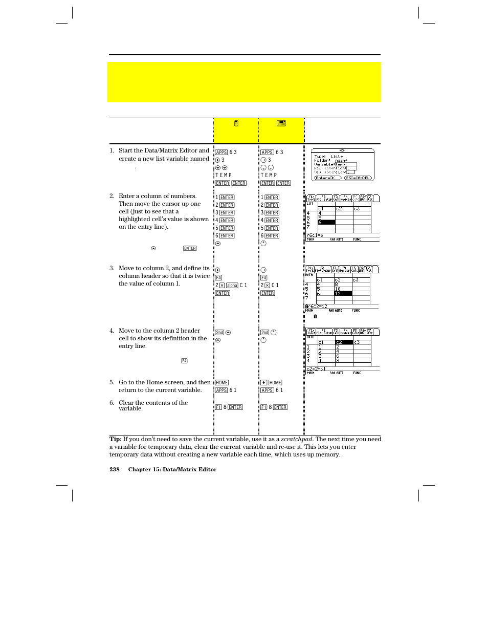 Preview of the data/matrix editor | Texas Instruments PLUS TI-89 User Manual | Page 255 / 623