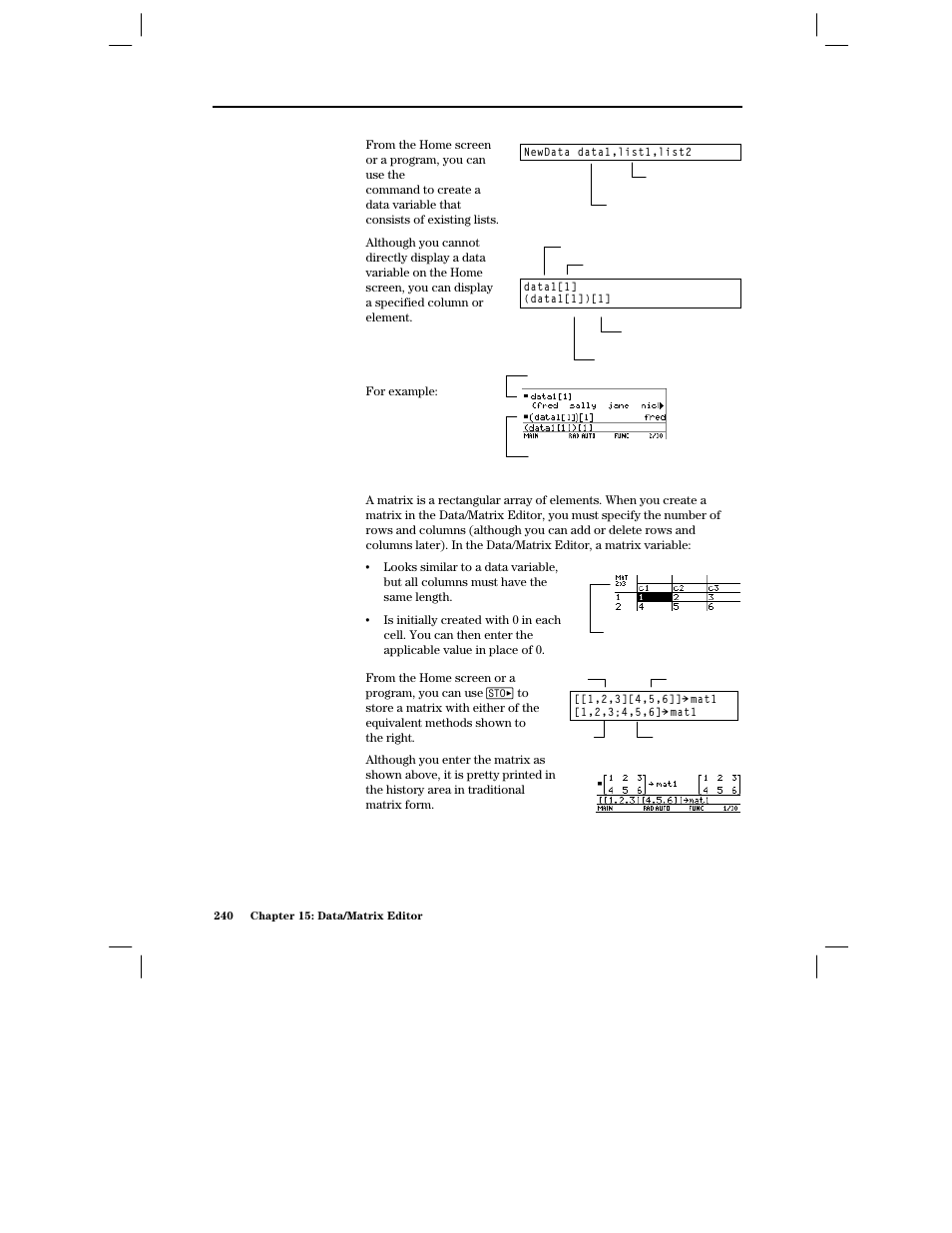 Matrix variable | Texas Instruments PLUS TI-89 User Manual | Page 257 / 623