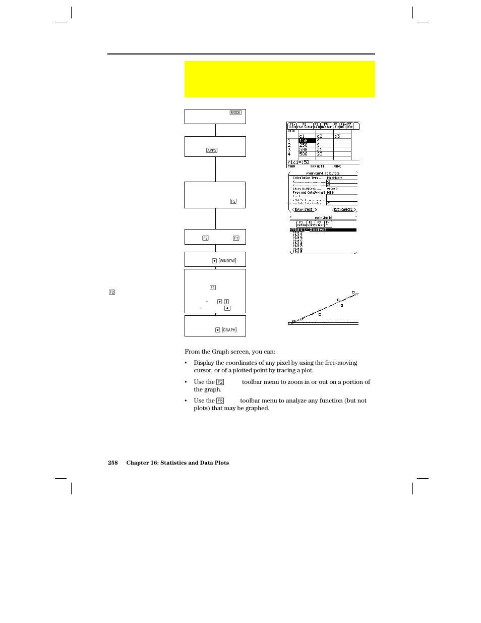 Overview of steps in statistical analysis, Calculating and plotting stat data, Exploring the graphed plots | Texas Instruments PLUS TI-89 User Manual | Page 275 / 623