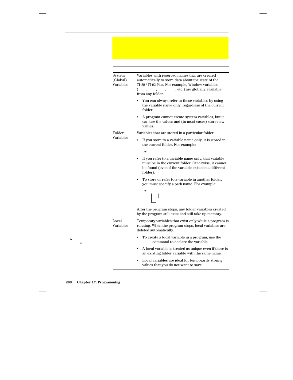 Using variables in a program, Scope of variables | Texas Instruments PLUS TI-89 User Manual | Page 305 / 623