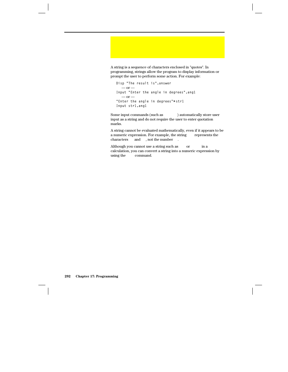 String operations, How strings are used | Texas Instruments PLUS TI-89 User Manual | Page 309 / 623