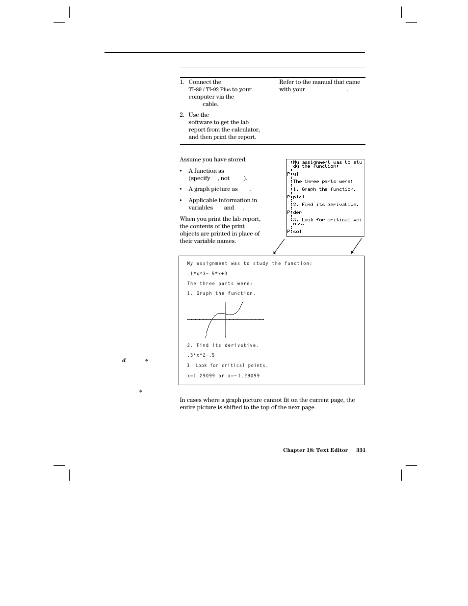 Printing the report | Texas Instruments PLUS TI-89 User Manual | Page 348 / 623
