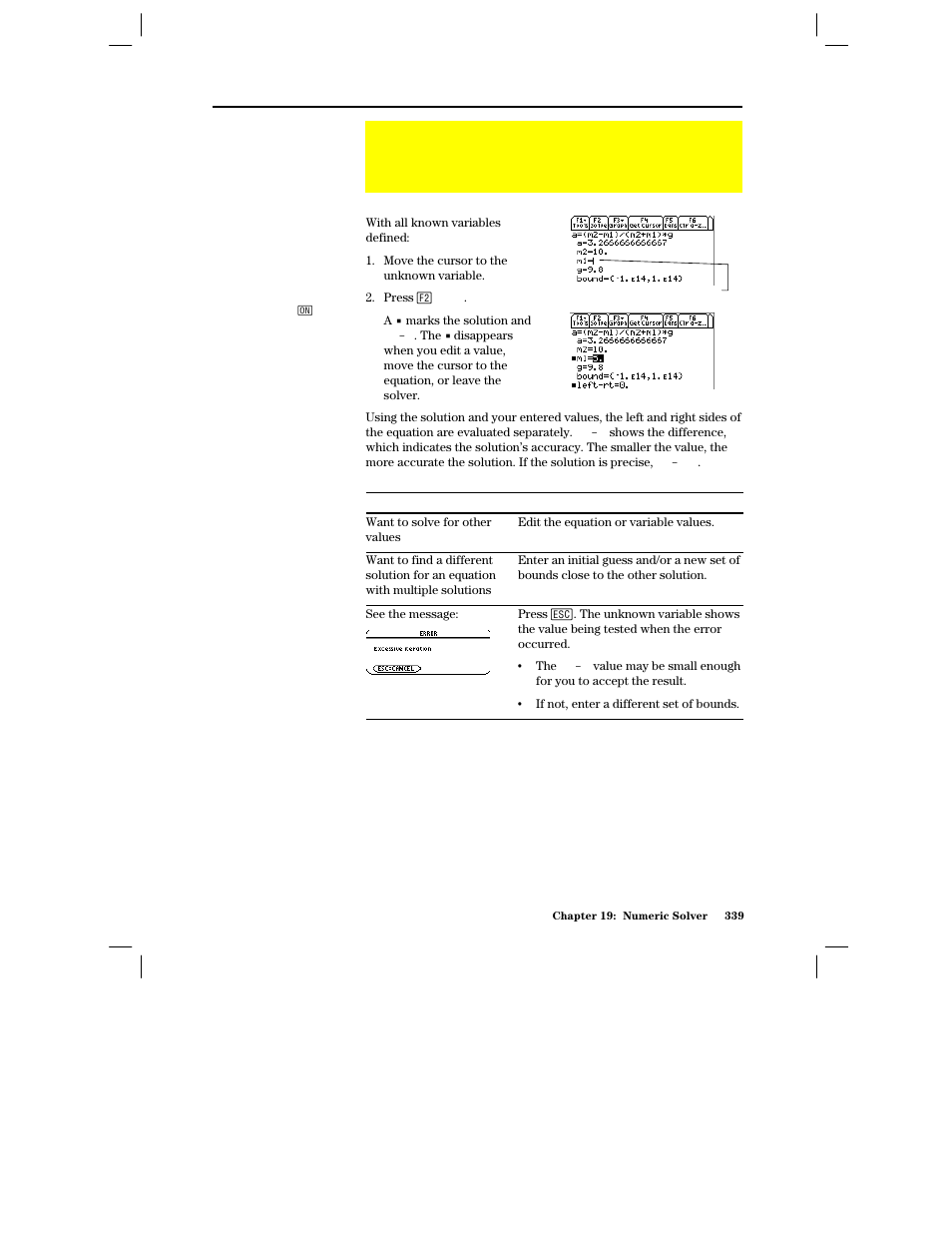 Solving for the unknown variable, Finding the solution | Texas Instruments PLUS TI-89 User Manual | Page 356 / 623