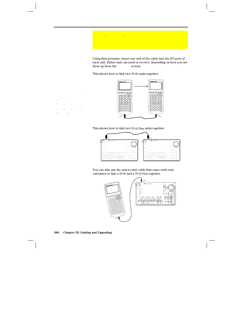 Linking two units, Connecting before sending or receiving | Texas Instruments PLUS TI-89 User Manual | Page 383 / 623