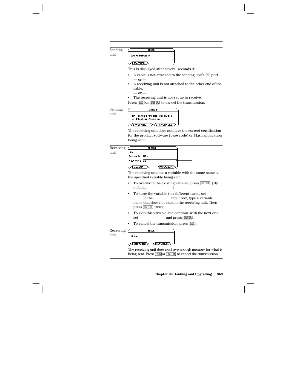 Common error and notification messages | Texas Instruments PLUS TI-89 User Manual | Page 386 / 623