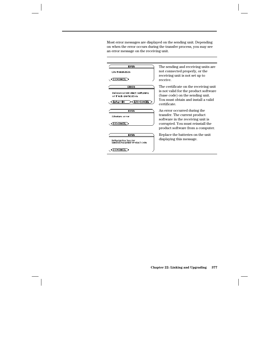 Error messages | Texas Instruments PLUS TI-89 User Manual | Page 394 / 623