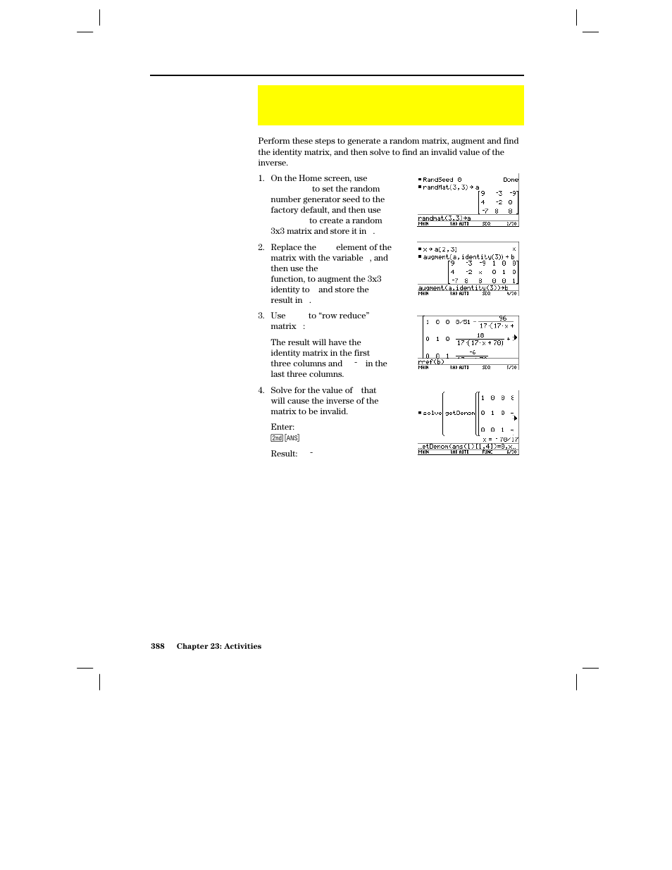 Exploring a matrix, Exploring a 3x3 matrix | Texas Instruments PLUS TI-89 User Manual | Page 405 / 623