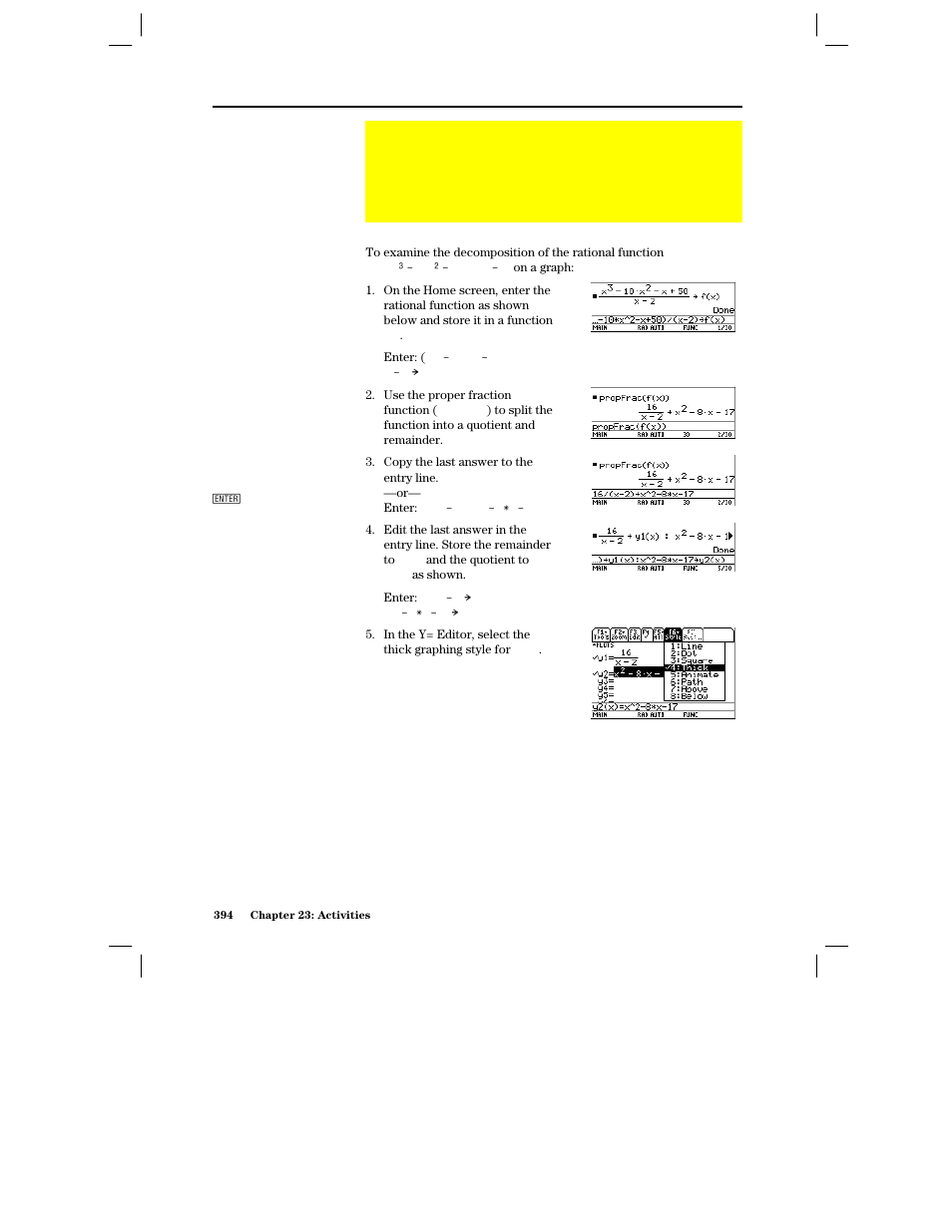 Decomposing a rational function | Texas Instruments PLUS TI-89 User Manual | Page 411 / 623