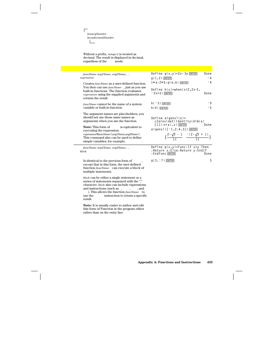 Define | Texas Instruments PLUS TI-89 User Manual | Page 450 / 623
