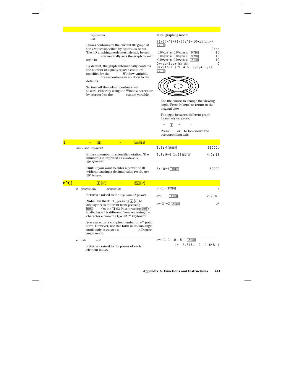 Drwctour, E^() | Texas Instruments PLUS TI-89 User Manual | Page 458 / 623