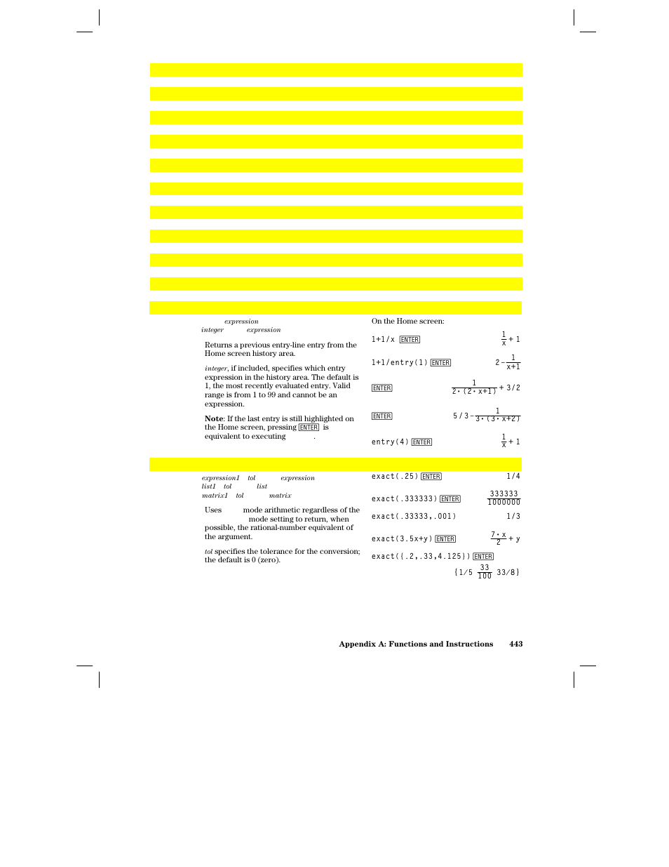 Endcustm, Enddlog, Endfor | Endfunc, Endif, Endloop, Endprgm, Endtry, Endwhile, Entry() | Texas Instruments PLUS TI-89 User Manual | Page 460 / 623
