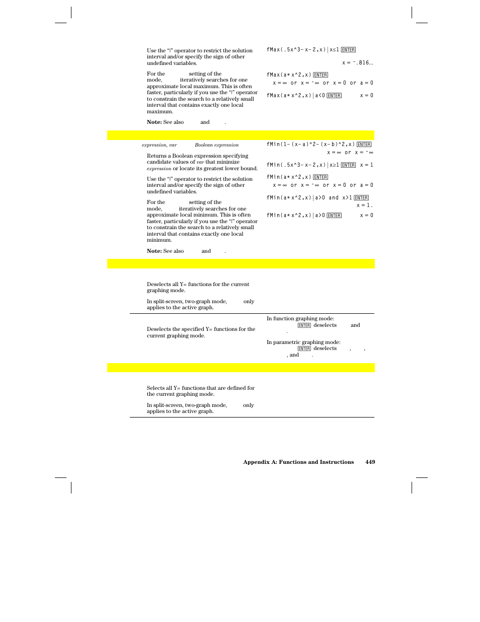 Fmin(), Fnoff, Fnon | Texas Instruments PLUS TI-89 User Manual | Page 466 / 623
