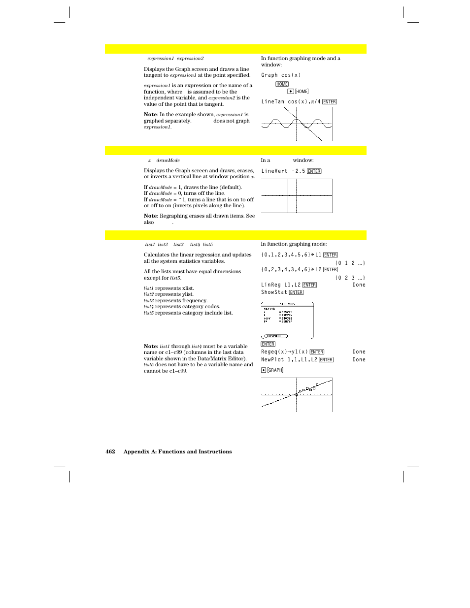 Linetan, Linevert, Linreg | Texas Instruments PLUS TI-89 User Manual | Page 479 / 623