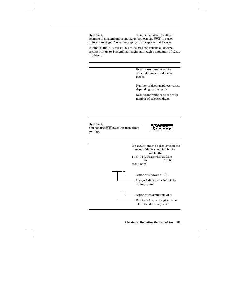 Display digits mode, Exponential format mode | Texas Instruments PLUS TI-89 User Manual | Page 48 / 623