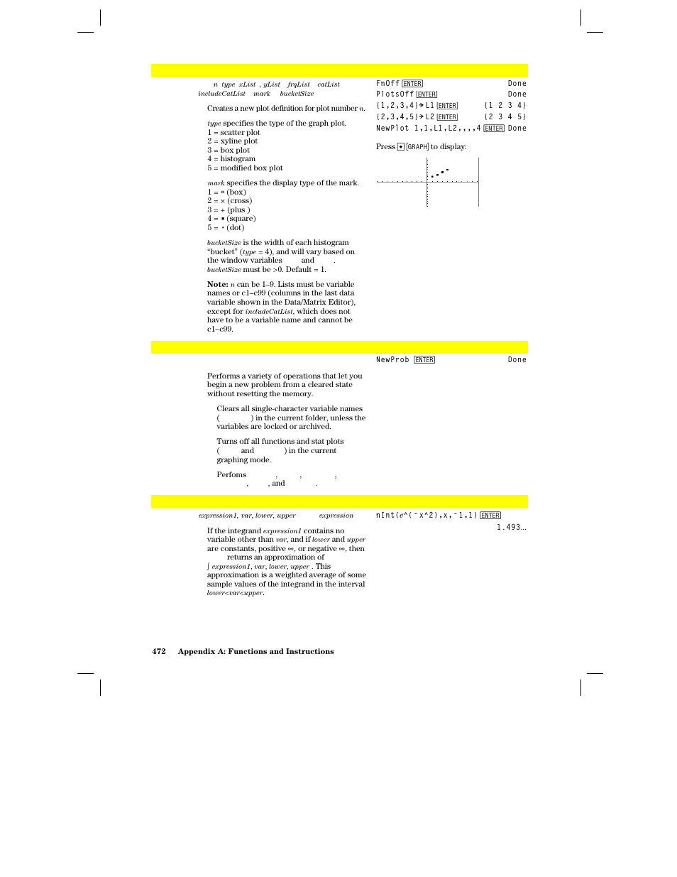 Newplot, Newprob, Nint() | Texas Instruments PLUS TI-89 User Manual | Page 489 / 623