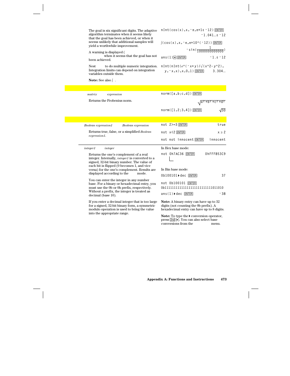 Norm() | Texas Instruments PLUS TI-89 User Manual | Page 490 / 623