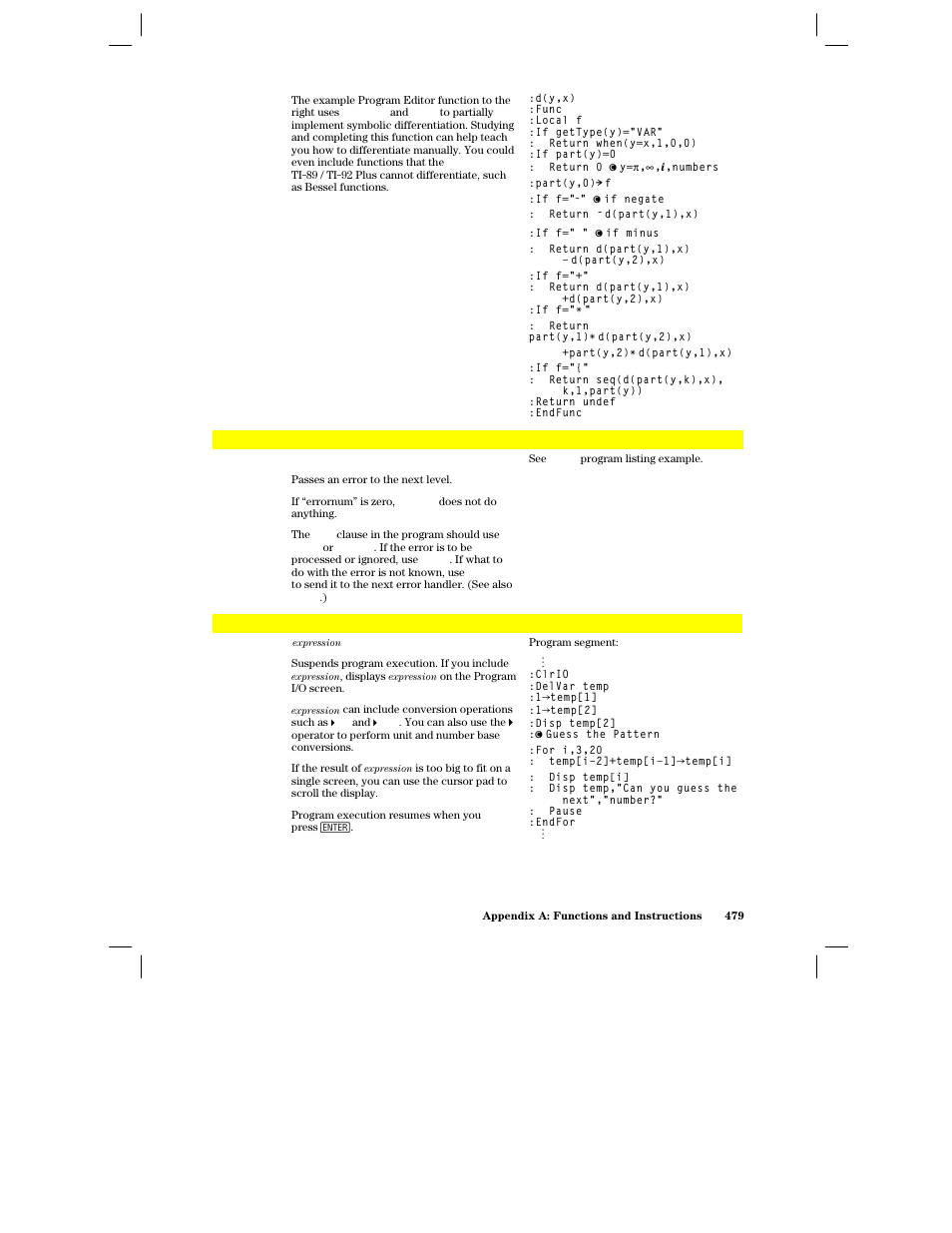 Passerr, Pause | Texas Instruments PLUS TI-89 User Manual | Page 496 / 623