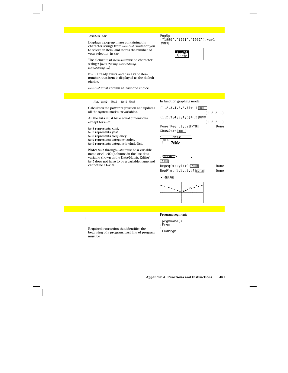 Popup, Prgm | Texas Instruments PLUS TI-89 User Manual | Page 498 / 623