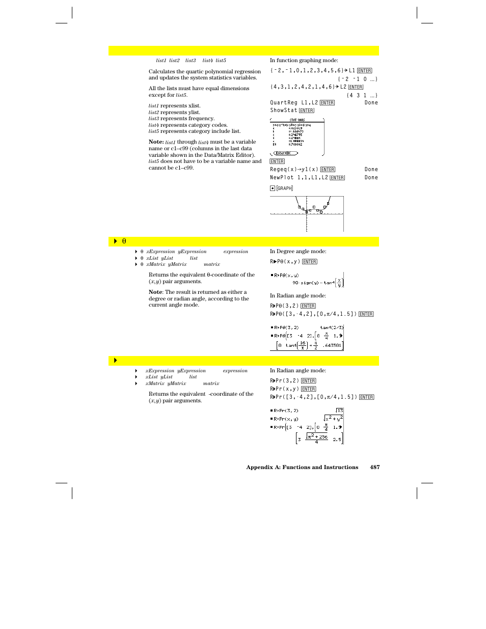 Quartreg, R4 p q (), R4 pr() | Texas Instruments PLUS TI-89 User Manual | Page 504 / 623