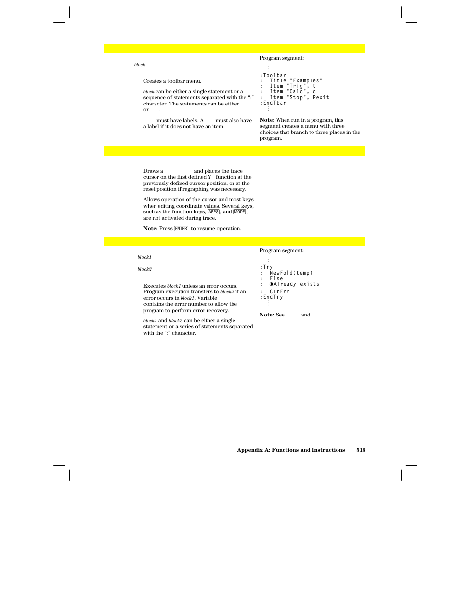 Toolbar, Trace | Texas Instruments PLUS TI-89 User Manual | Page 532 / 623