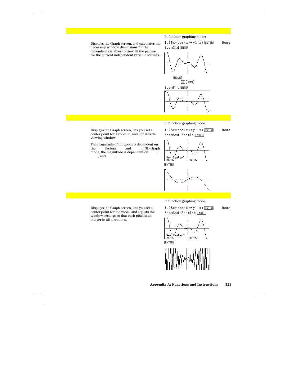 Zoomfit, Zoomin, Zoomint | Texas Instruments PLUS TI-89 User Manual | Page 540 / 623