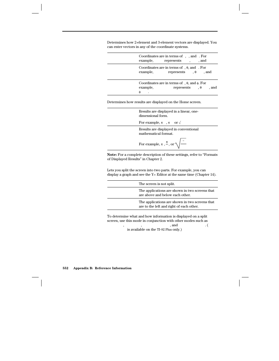 Vector format, Pretty print, Split screen | Texas Instruments PLUS TI-89 User Manual | Page 569 / 623