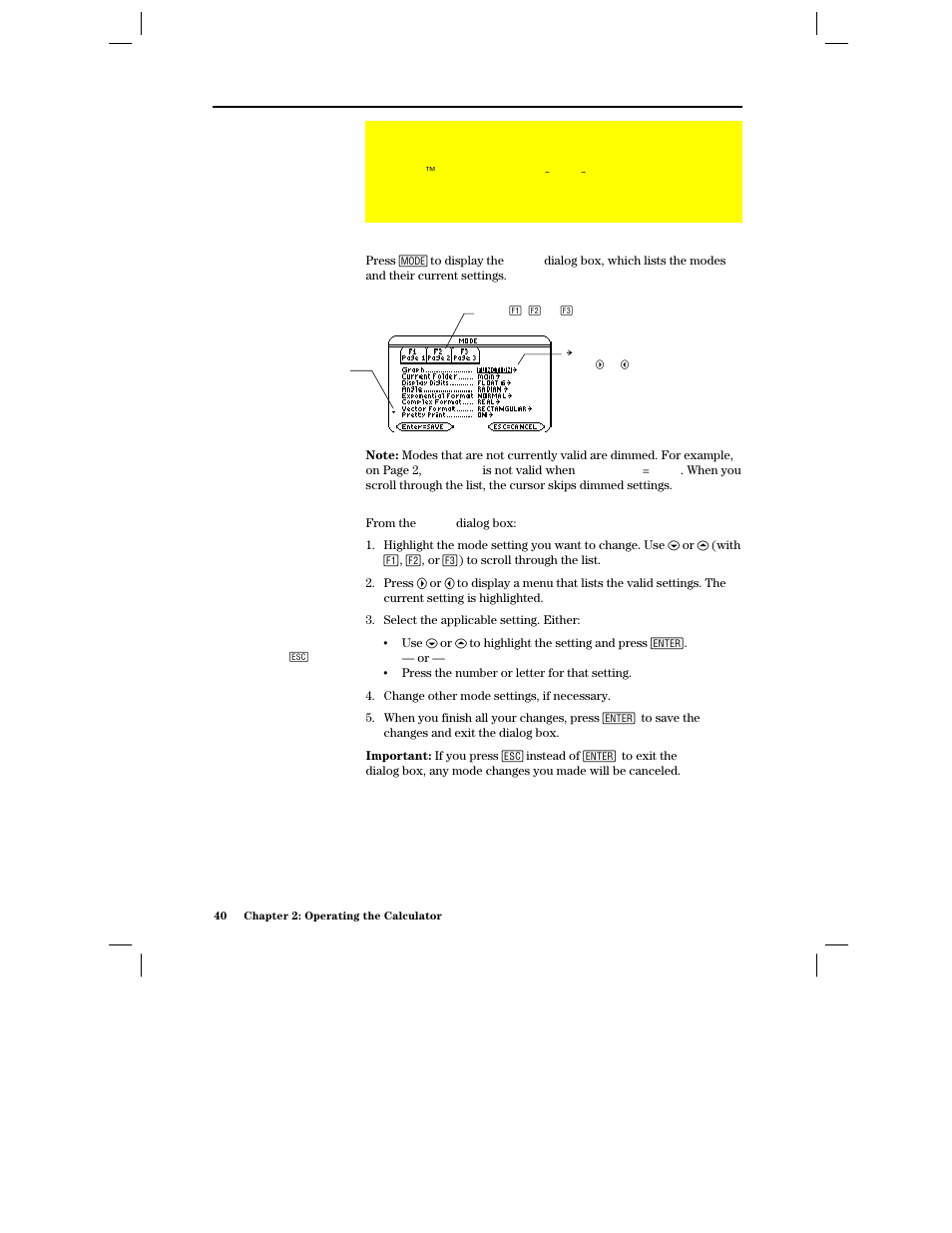 Setting modes, Checking mode settings, Changing mode settings | Texas Instruments PLUS TI-89 User Manual | Page 57 / 623