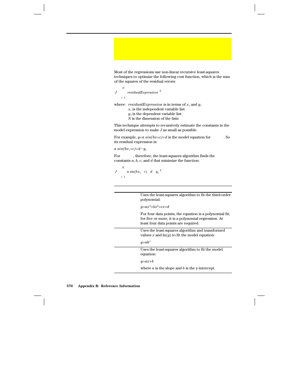 Regression formulas, Least-squares algorithm, Regressions | Texas Instruments PLUS TI-89 User Manual | Page 587 / 623